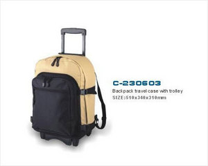 Backpack travel case with trolley